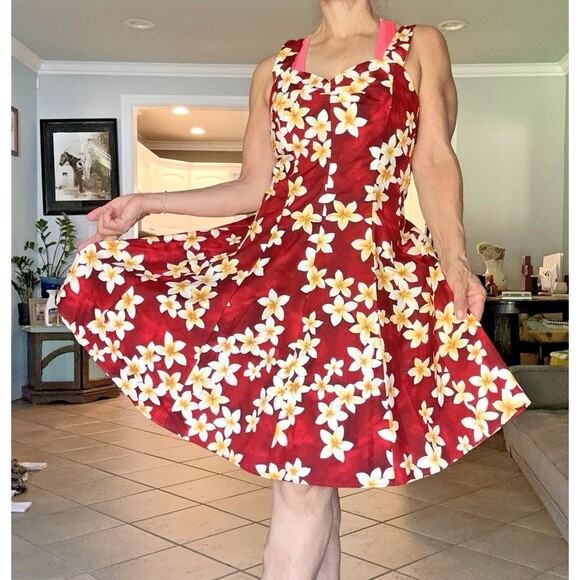 Vtg 80s Hawaiian Royal Creations Smocked Halter Pleated Bust Circle Sun Dress L - Picture 2 of 14